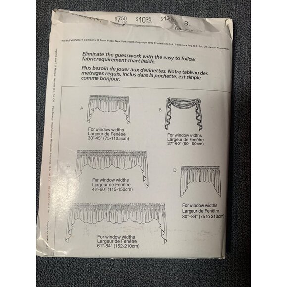 Home Dec In A Sec Pattern 747 for Four Window Valances uncut - Picture 2 of 2